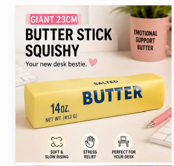 Butter Stick Squishy Fidget Toy – Giant 23cm Stress Relief Squishy