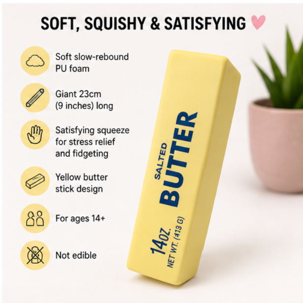 Butter Stick Squishy Fidget Toy – Giant 23cm Stress Relief Squishy